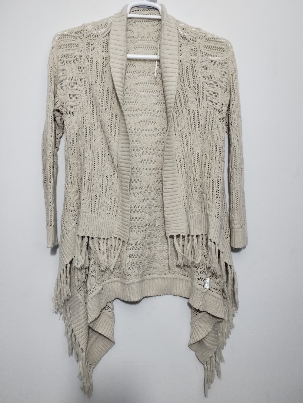 Romeo & Juliet Couture Cream Open-Knit Cardigan Women's M Boho